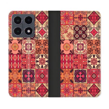 Housse cuir portefeuille Pour Xiaomi 15T Pro Texture Carreau Ciment Rouge