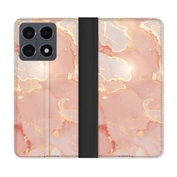 Housse cuir portefeuille Pour Xiaomi 15T Pro Texture Marbre Rose