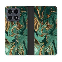 Housse cuir portefeuille Pour Xiaomi 15T Pro Texture Marbre Vert