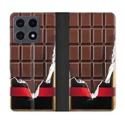 Housse cuir portefeuille Pour Xiaomi 15T Pro Texture Trompe Oeil Chocolat