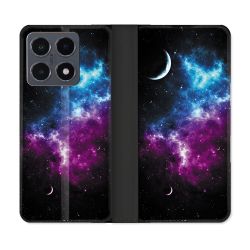 Housse cuir portefeuille Pour Xiaomi 15T Pro Univers Bleu Violet