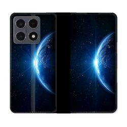 Housse cuir portefeuille Pour Xiaomi 15T Pro Univers Planete Terre