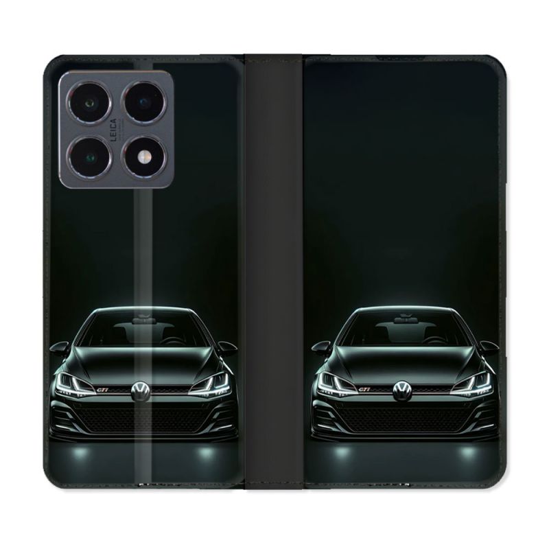 Housse cuir portefeuille Pour Xiaomi 15T Pro Volkwagen Golf GTI