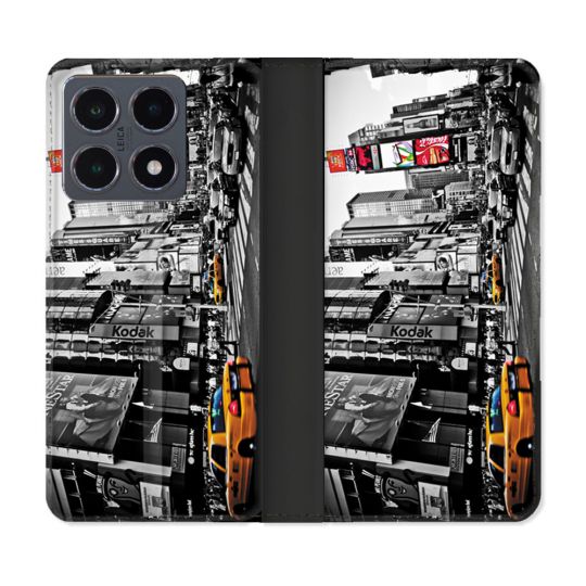 Housse cuir portefeuille Pour Xiaomi 15T Pro Voyage Amerique USA New York Taxi