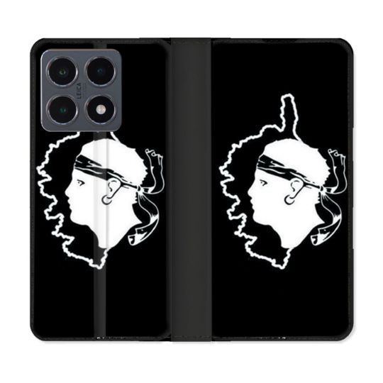 Housse cuir portefeuille Pour Xiaomi 15T Pro Voyage Corse Noir