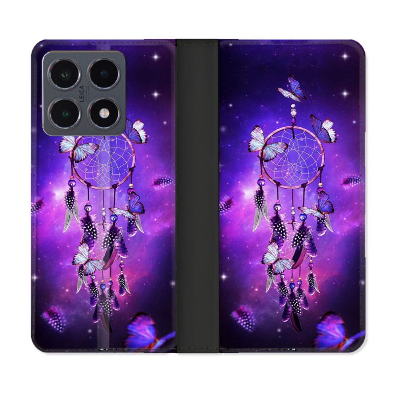 Housse cuir portefeuille Pour Xiaomi 15T Pro Zen Attrape Reve Papillon