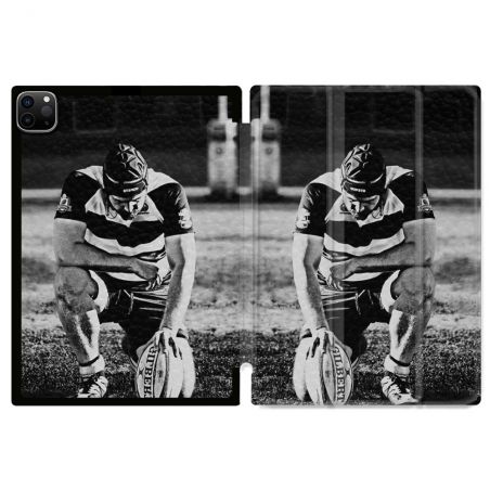 Coque Renforcée Pour Ipad Pro 13 M5 Sport Rugby Noir Blanc