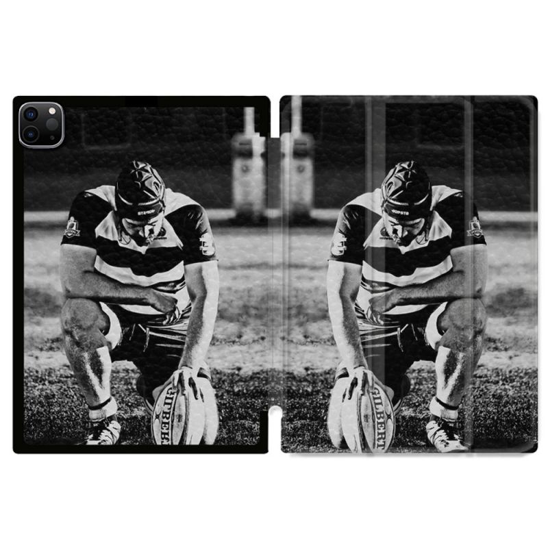 Coque Renforcée Pour Ipad Pro 13 M5 Sport Rugby Noir Blanc