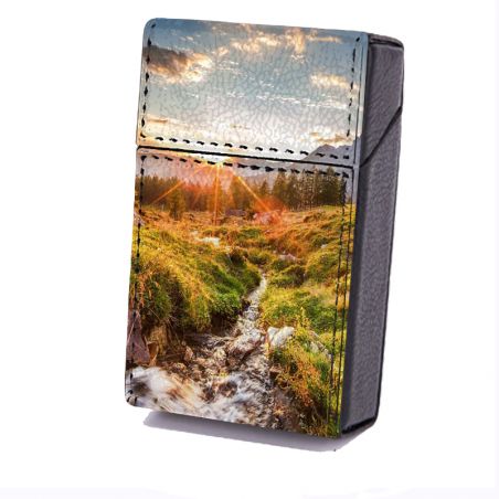 Etui En Cuir Paquet De Cigarette Noir Personnalisee