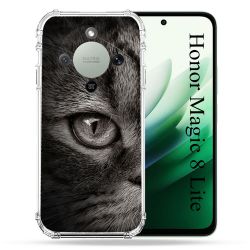 Coque Renforcée Pour Honor Magic 8 Lite 5G Animal Chat Gris