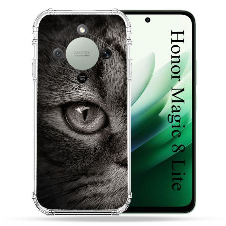 Coque Renforcée Pour Honor Magic 8 Lite 5G Animal Chat Gris