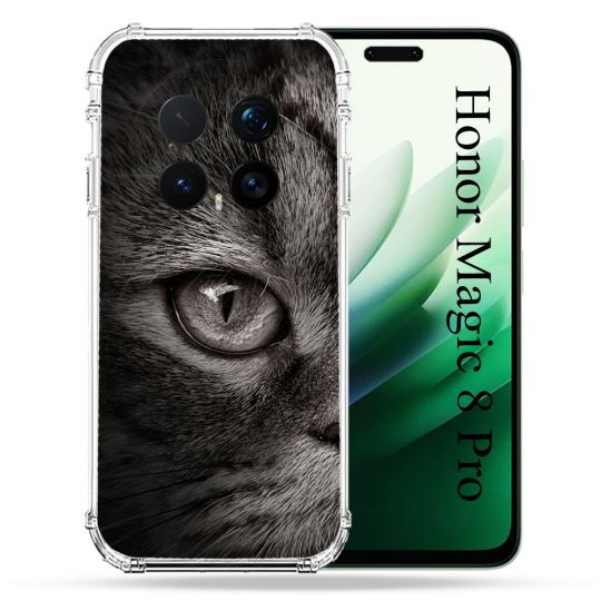 Coque Renforcée Pour Honor Magic 8 Pro 5G Animal Chat Gris
