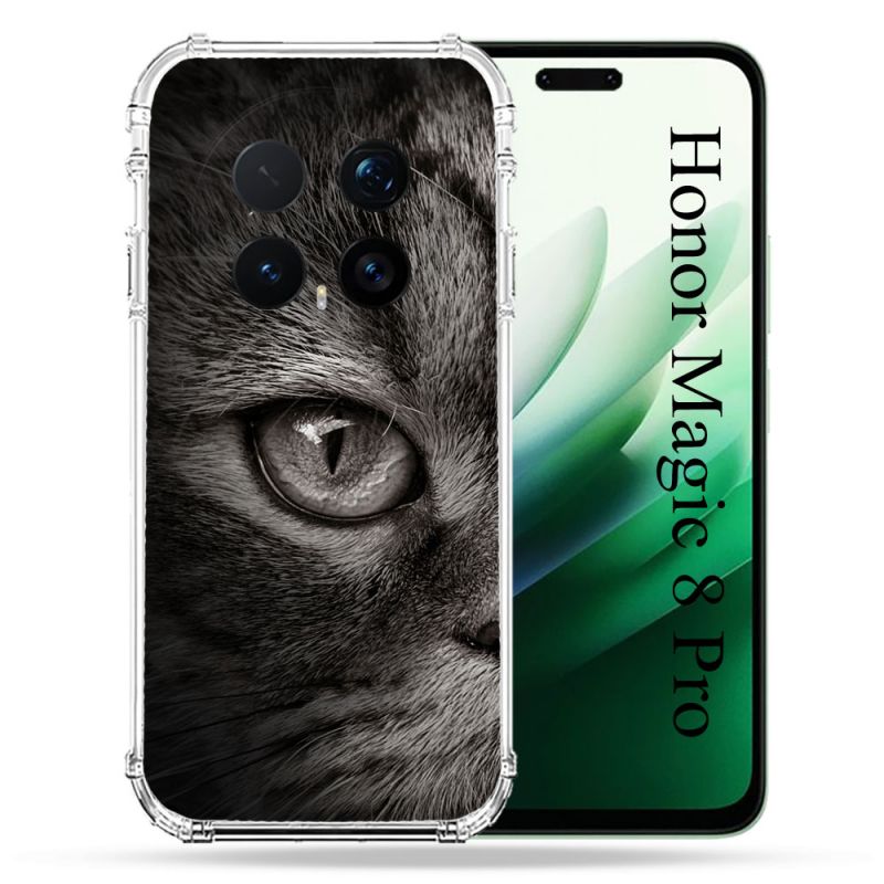 Coque Renforcée Pour Honor Magic 8 Pro 5G Animal Chat Gris