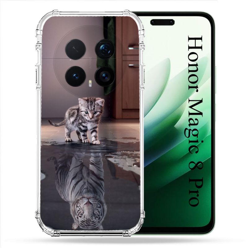 Coque Renforcée Pour Honor Magic 8 Pro 5G Animal Chat Reflet