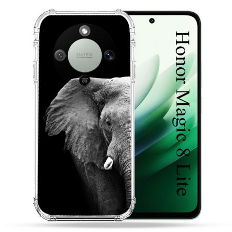 Coque Renforcée Pour Honor Magic 8 Lite 5G Animal Elephant Noir