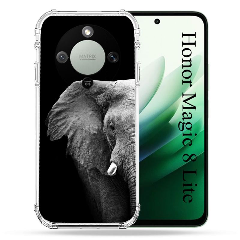 Coque Renforcée Pour Honor Magic 8 Lite 5G Animal Elephant Noir