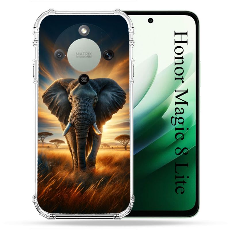 Coque Renforcée Pour Honor Magic 8 Lite 5G Animal Elephant Savane