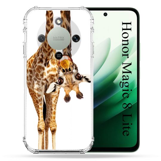 Coque Renforcée Pour Honor Magic 8 Lite 5G Animal Girafe Blanche