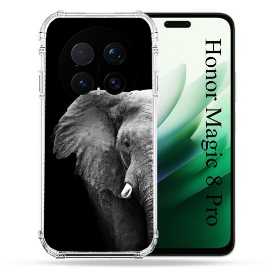 Coque Renforcée Pour Honor Magic 8 Pro 5G Animal Elephant Noir