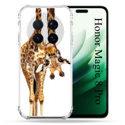 Coque Renforcée Pour Honor Magic 8 Pro 5G Animal Girafe Blanche