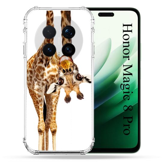 Coque Renforcée Pour Honor Magic 8 Pro 5G Animal Girafe Blanche