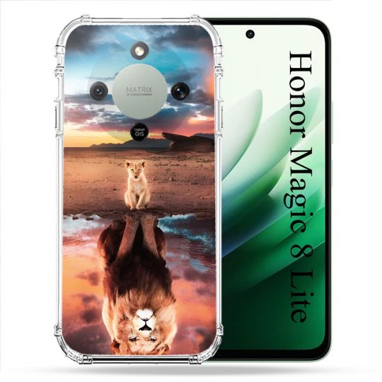 Coque Renforcée Pour Honor Magic 8 Lite 5G Animal Lion Reflet