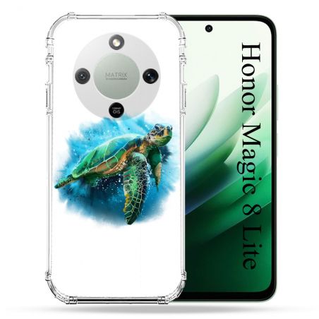 Coque Renforcée Pour Honor Magic 8 Lite 5G Animal Tortue Blanche multicolore