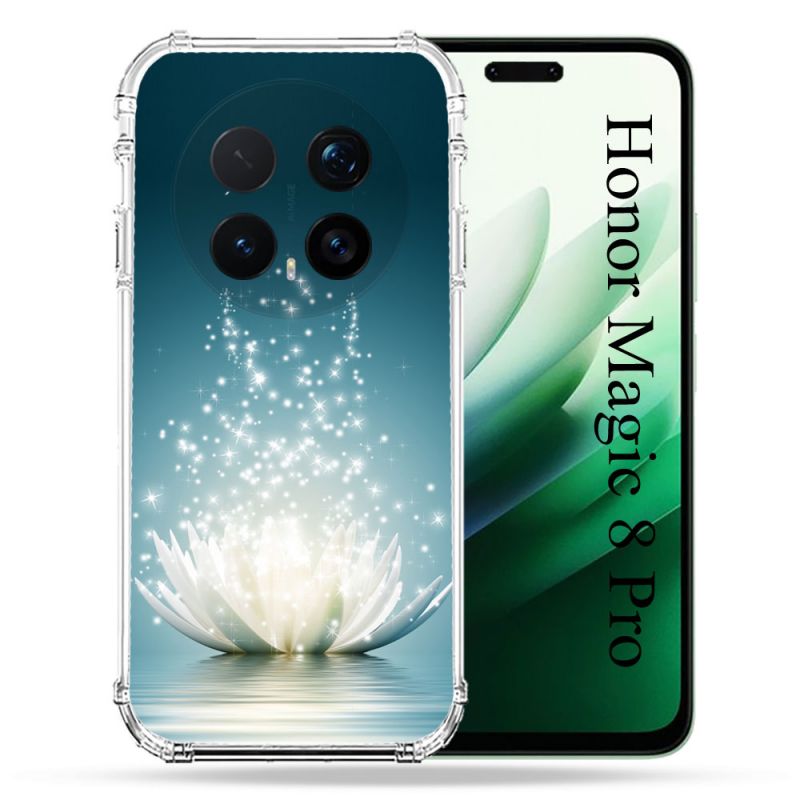 Coque Renforcée Pour Honor Magic 8 Pro 5G Fleur Lotus Blanc