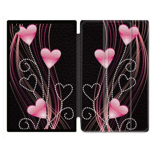 Coque Renforcée Pour Galaxy Tab A11 Plus Amour Coeur Rose Montant sur Noir