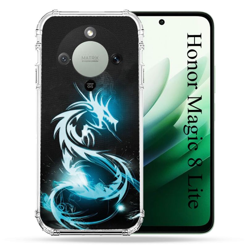 Coque Renforcée Pour Honor Magic 8 Lite 5G Fantastique Dragon Bleu
