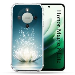 Coque Renforcée Pour Honor Magic 8 Lite 5G Fleur Lotus Blanc