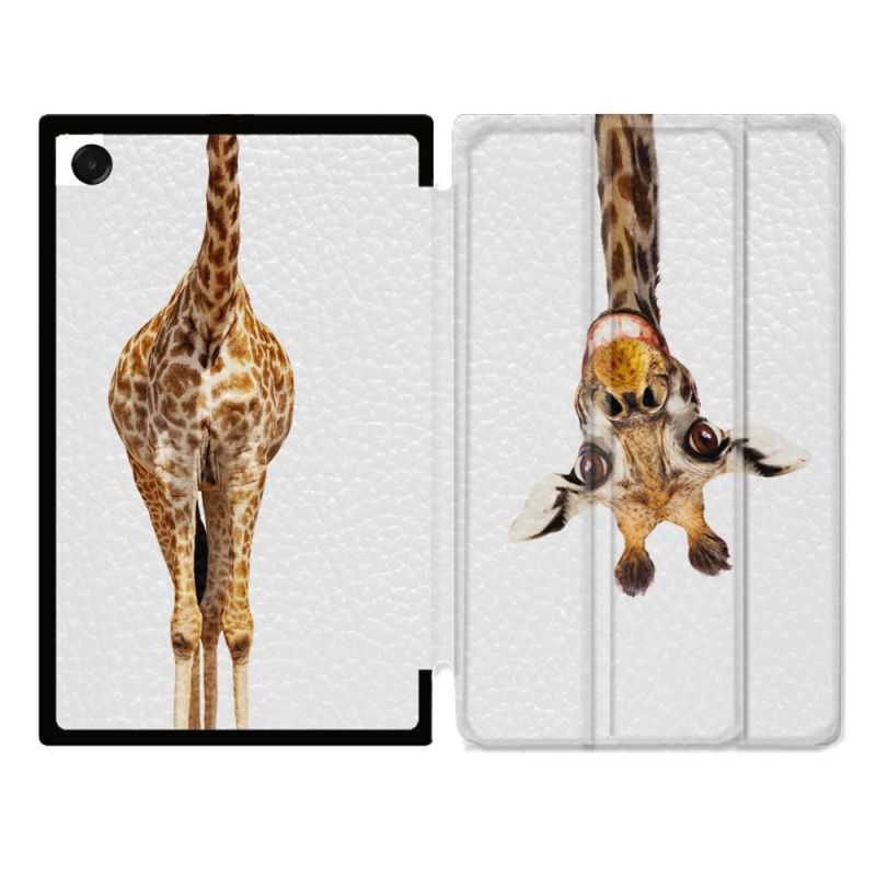 Coque Renforcée Pour Galaxy Tab A11 Plus Animal Girafe Blanche