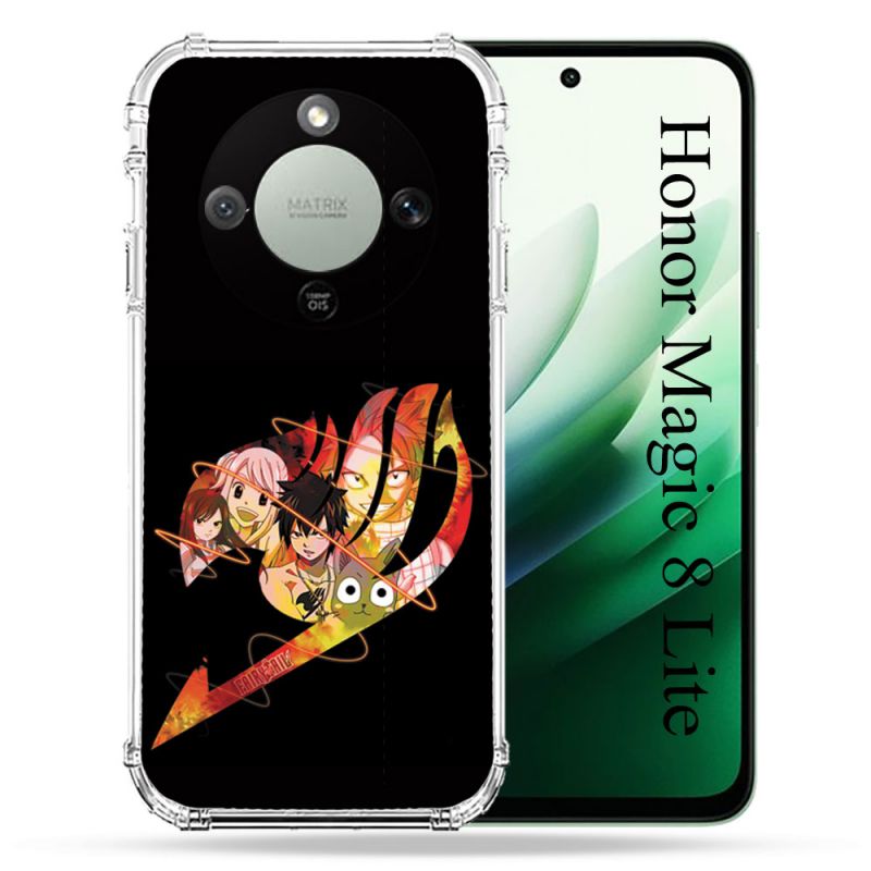 Coque Renforcée Pour Honor Magic 8 Lite 5G Manga Fairy Tail Logo Noir
