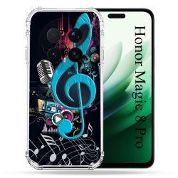 Coque Renforcée Pour Honor Magic 8 Pro 5G Musique Cle Sol Bleu