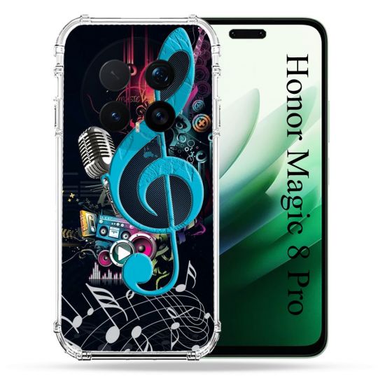 Coque Renforcée Pour Honor Magic 8 Pro 5G Musique Cle Sol Bleu