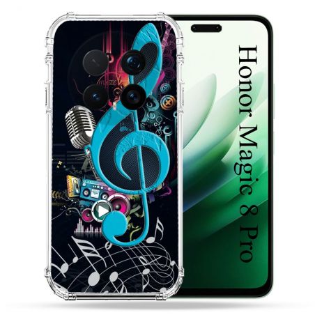 Coque Renforcée Pour Honor Magic 8 Pro 5G Musique Cle Sol Bleu
