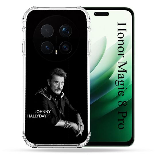 Coque Renforcée Pour Honor Magic 8 Pro 5G Musique Johnny Hallyday Noir