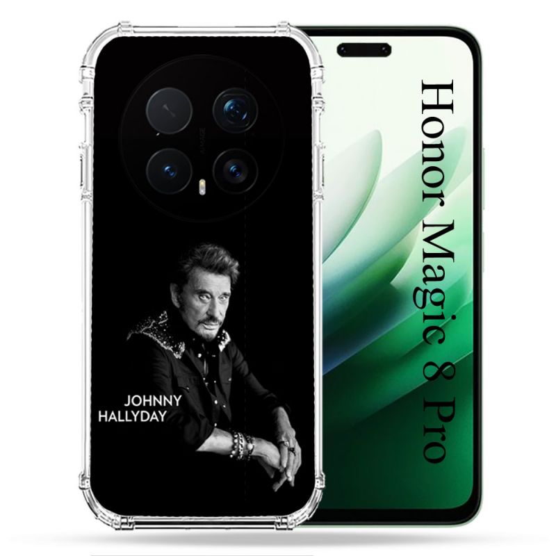 Coque Renforcée Pour Honor Magic 8 Pro 5G Musique Johnny Hallyday Noir