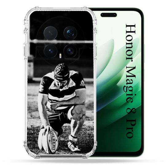Coque Renforcée Pour Honor Magic 8 Pro 5G Sport Rugby Noir Blanc