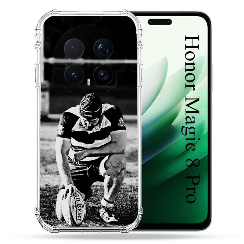 Coque Renforcée Pour Honor Magic 8 Pro 5G Sport Rugby Noir Blanc