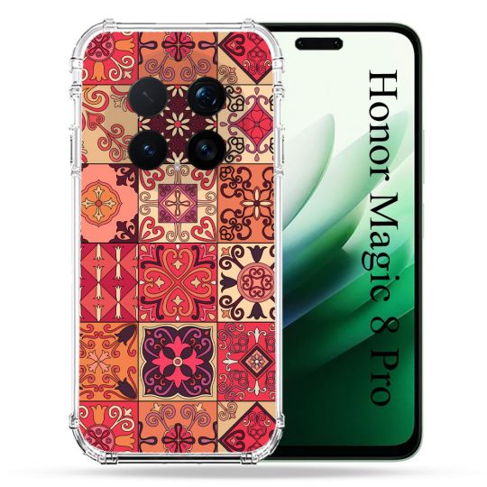 Coque Renforcée Pour Honor Magic 8 Pro 5G Texture Carreau Ciment Rouge