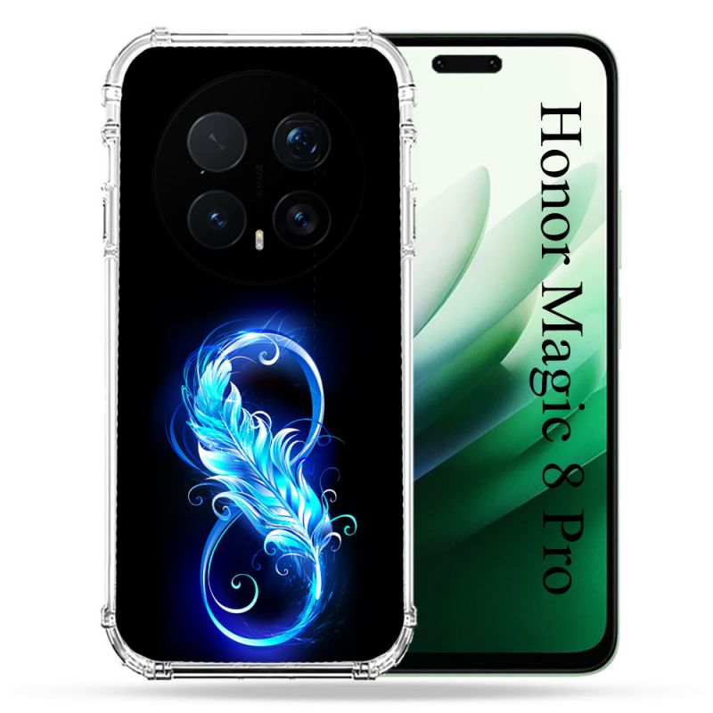 Coque Renforcée Pour Honor Magic 8 Pro 5G Texture Plume Infini Bleu