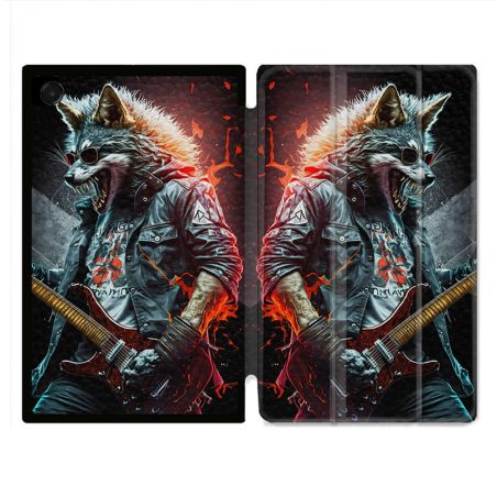 Coque Renforcée Pour Galaxy Tab A11 Plus Musique Rock Loup