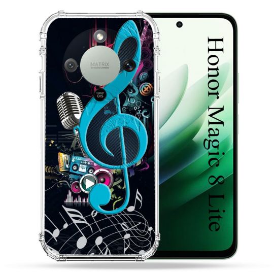 Coque Renforcée Pour Honor Magic 8 Lite 5G Musique Cle Sol Bleu
