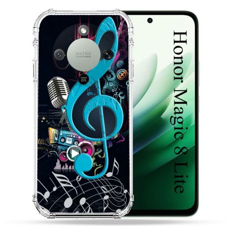 Coque Renforcée Pour Honor Magic 8 Lite 5G Musique Cle Sol Bleu