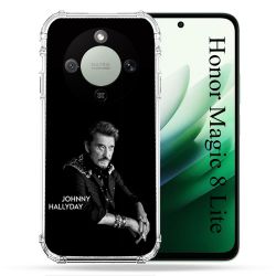 Coque Renforcée Pour Honor Magic 8 Lite 5G Musique Johnny Hallyday Noir