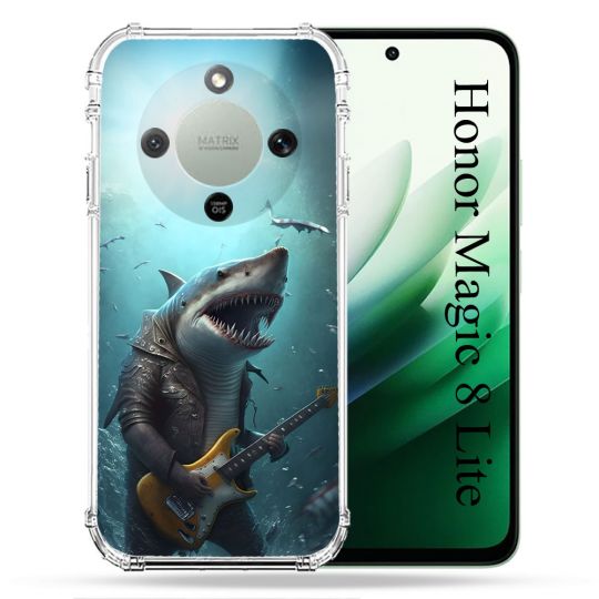Coque Renforcée Pour Honor Magic 8 Lite 5G Musique Rock Requin