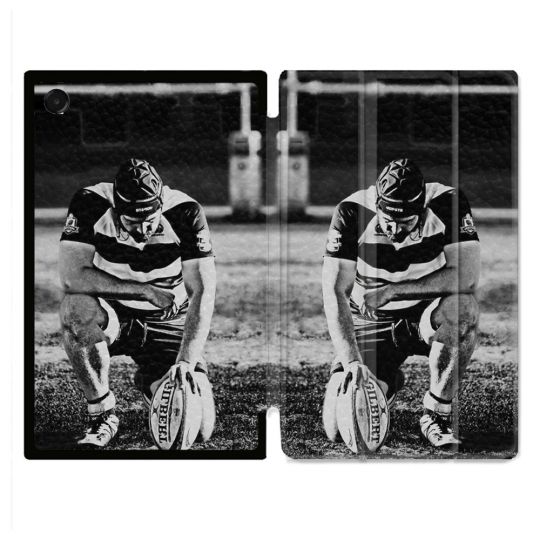 Coque Renforcée Pour Galaxy Tab A11 Plus Sport Rugby Noir Blanc