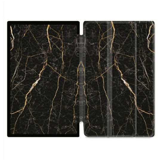 Coque Renforcée Pour Galaxy Tab A11 Plus Texture Marbre Noir