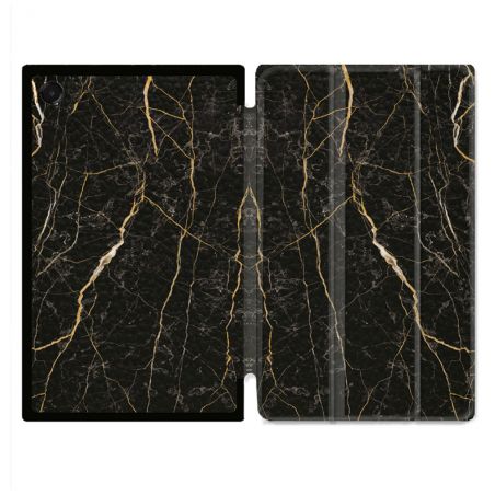 Coque Renforcée Pour Galaxy Tab A11 Plus Texture Marbre Noir